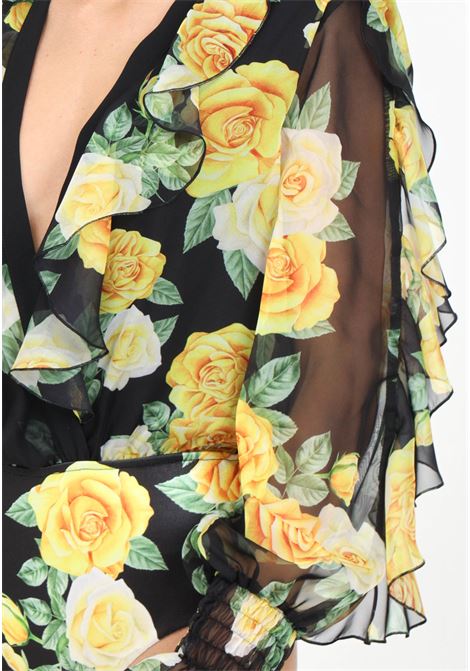 Body nero da donna con fantasia Yellow Rose SHIT | SH2425060YELLOW ROSE